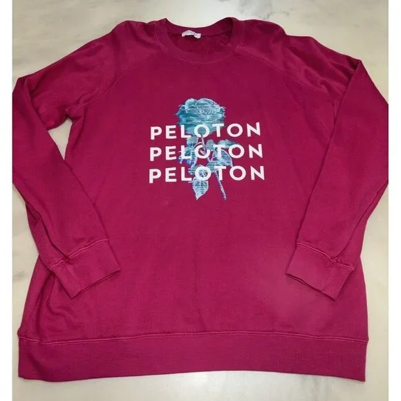 Peloton NWOT Rose Logo Print Crewneck Sweatshirt Pink Women’s Size Medium - Picture 2 of 8